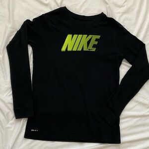 Nike Black Shirt with Vibrant Green Logo